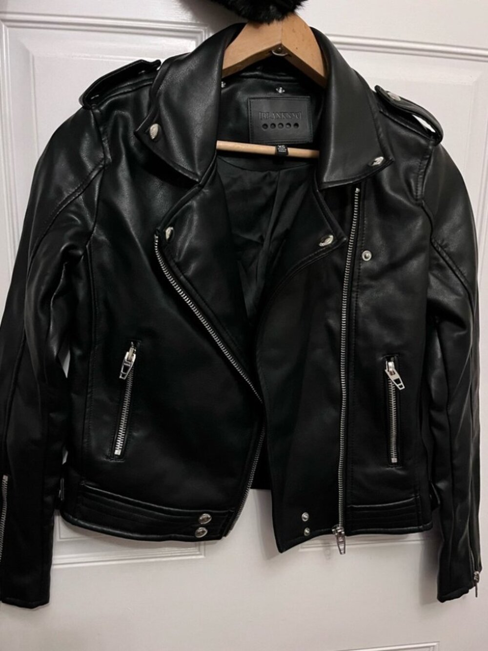 Blank NYC Faux Leather Moto Jacket w/ Removable Fur Collar M - Picture 9 of 11